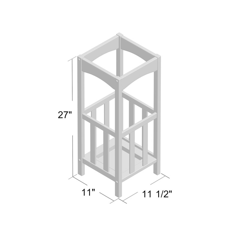 Walnut Wood Umbrella Stand with Metal Tray