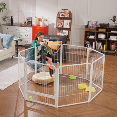 Parc pour chien pliable en métal robuste avec 1 porte (ensemble de 6)