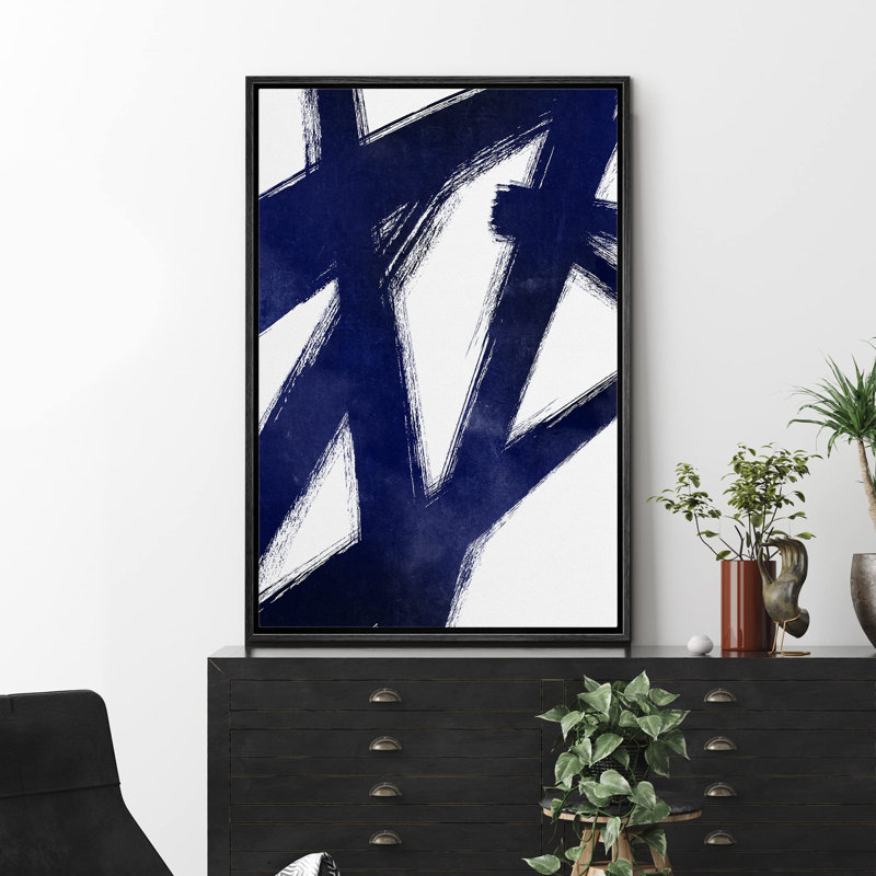 «Marine Blue Grunge Paint Stroke Landscape Woodland» sur, H 36 po x l 24 po, Noir