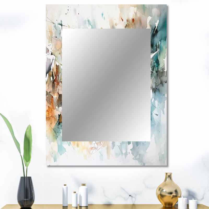 Vibrant Paint Eruption V - miroir géométrique, miroir mural décoratif moderne, impression d'art en métal, 40 po x 30 po