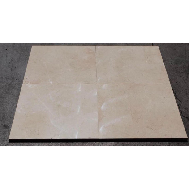 18" x 18" Marble Stone Look Wall & Floor Tile, Polished Crema Marfil Select