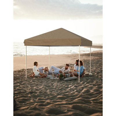 Heavy Duty Pop Up Canopy Tent，Outdoor Sun Shelter Gazebo，Waterproof，One-Button Setup，Khaki，3M x 3M