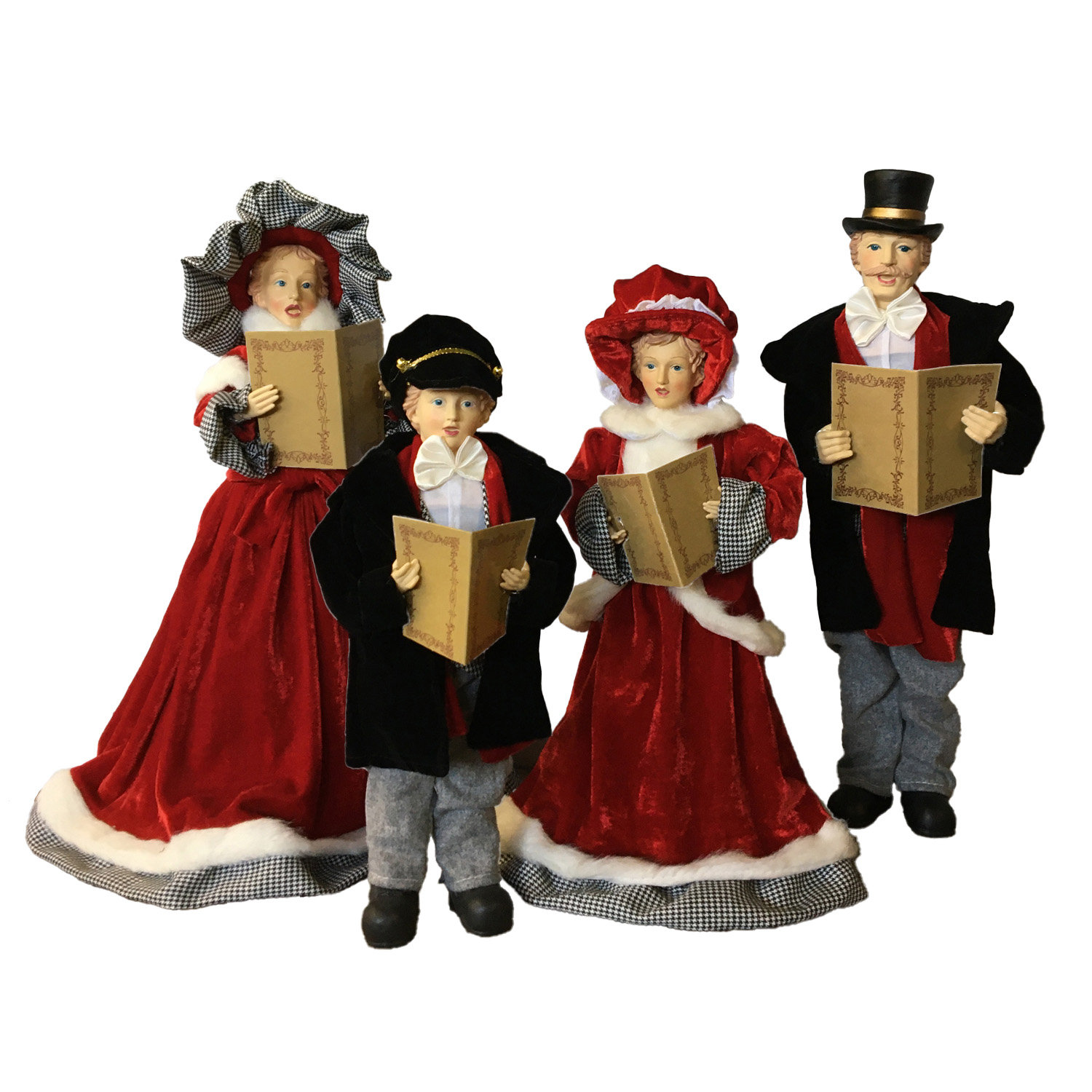 The Holiday Aisle® 4 Piece Houndstooth Caroling Family Set & Reviews ...