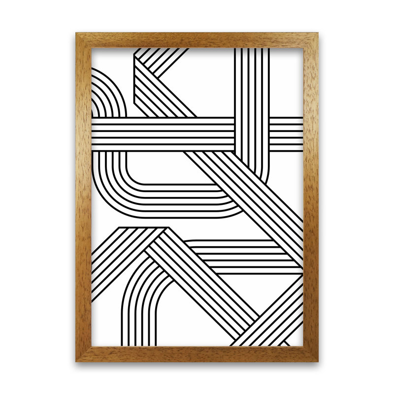 Black And White Geometric Patterns B - Print, 42cm H x 30cm W x 3cm D, Oak Frame