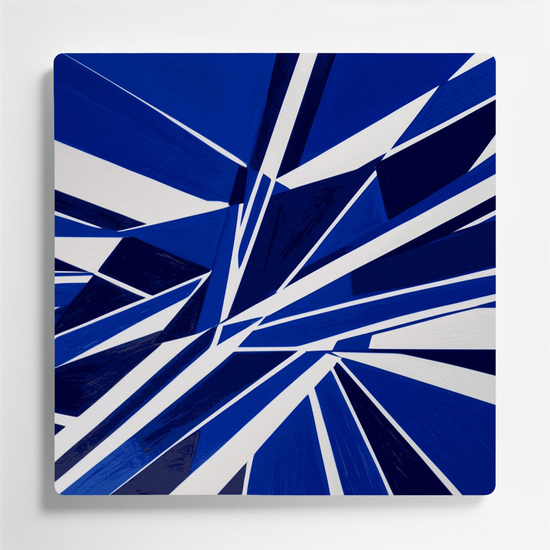 Hard Edge 53, art mural en métal bleu, H 16 po x l 16 po