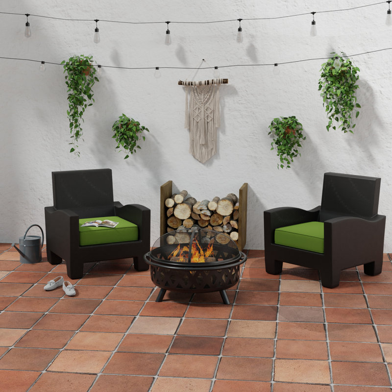 Sunbrella 23" x 22" Outdoor Deep Seat Cushion Set with Ties and Welt, Spectrum Cilantro