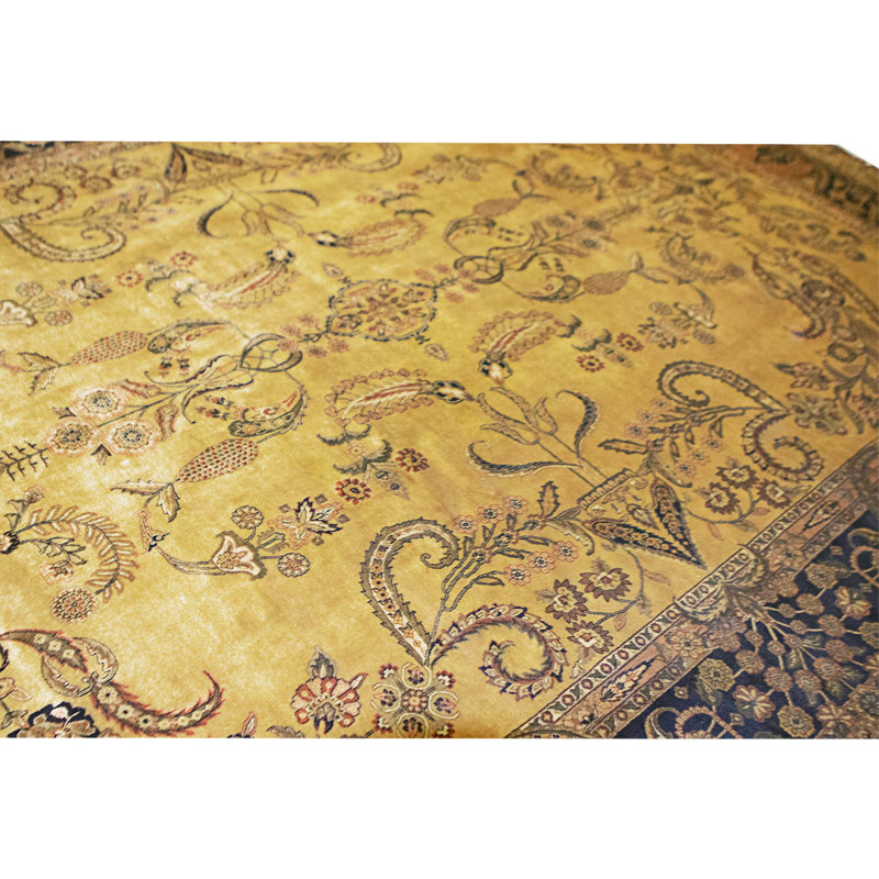 Tapis doré et noir de haute qualité noué à la main
