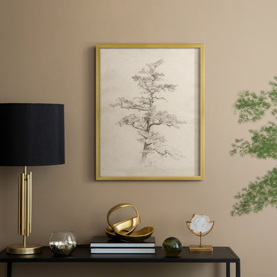 Vintage Sketch C Framed Print - Solid Wood