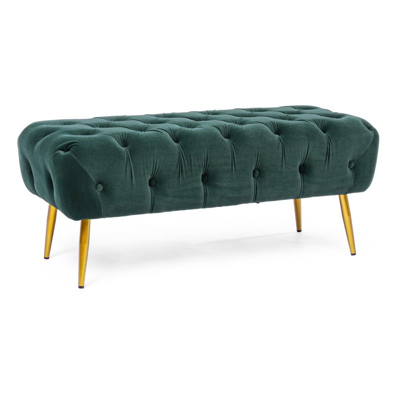 Ferris Polyester Upholstered Bench, Dark Green