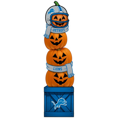 Detroit Lions Pumpkin Stacked Leaner With Helmet