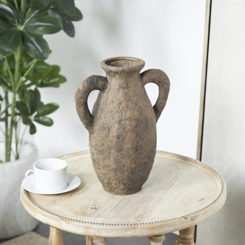 Vase de table en grès fabriqué à la main Elna, H 13,55 po x l 9,5 po x P 7 po