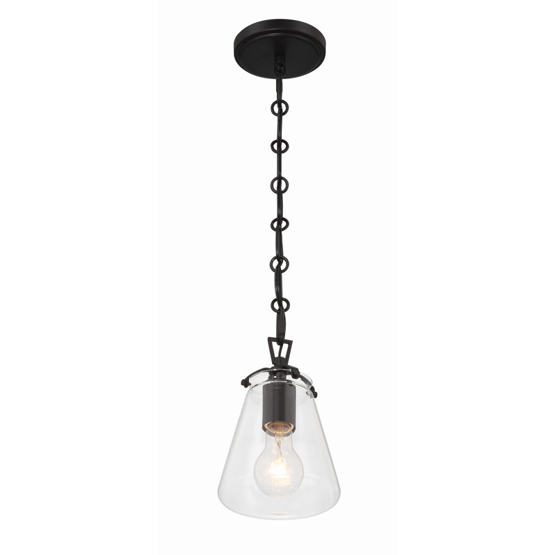 Luminaire suspendu conique à 1 lumière Blair, Noir mat