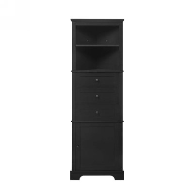 Armoire haute triangulaire avec 3 tiroirs et tablettes réglables pour la salle de bain, la cuisine ou le salon, panneau de fibres à densité moyenne avec finition peinte