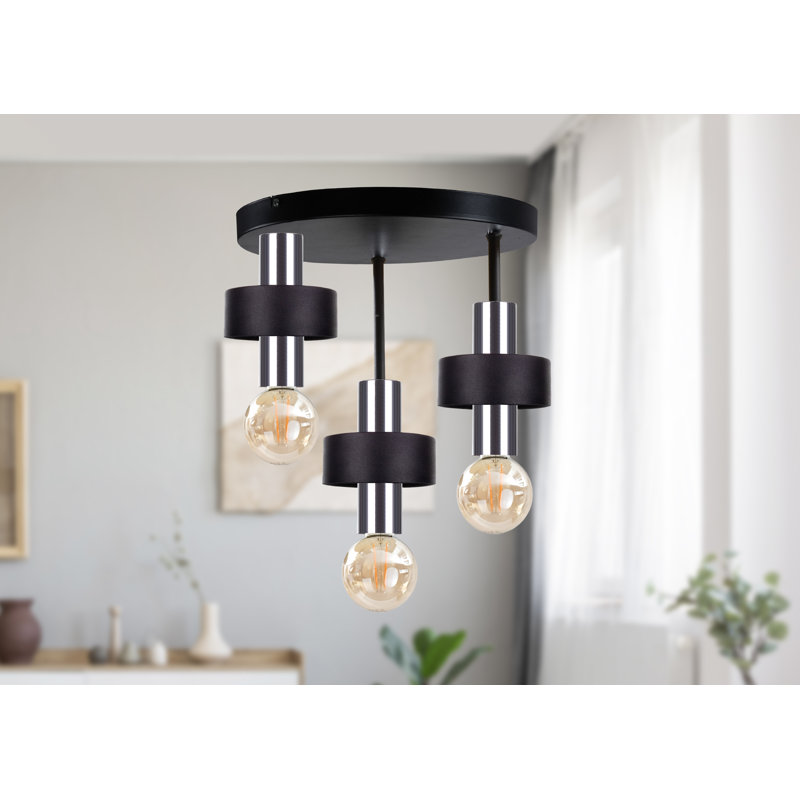 Berndien Semi Flush Mount, Black