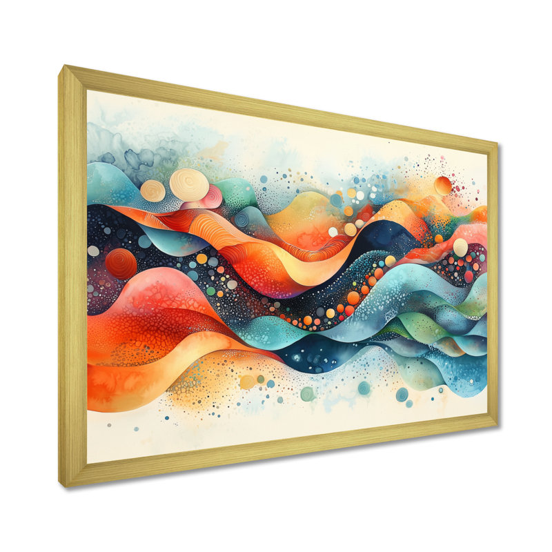 Lowman - Abstract Wall Art, Cadre simple, H 24 po x l 32 po, Or