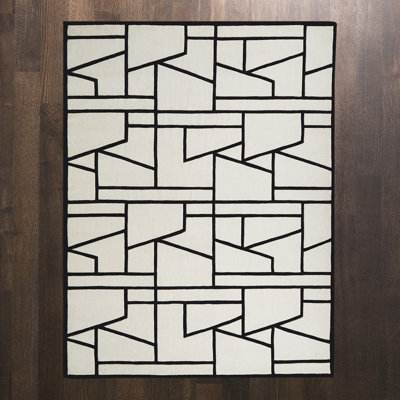 Zig Zag Rug-Ivory/Black