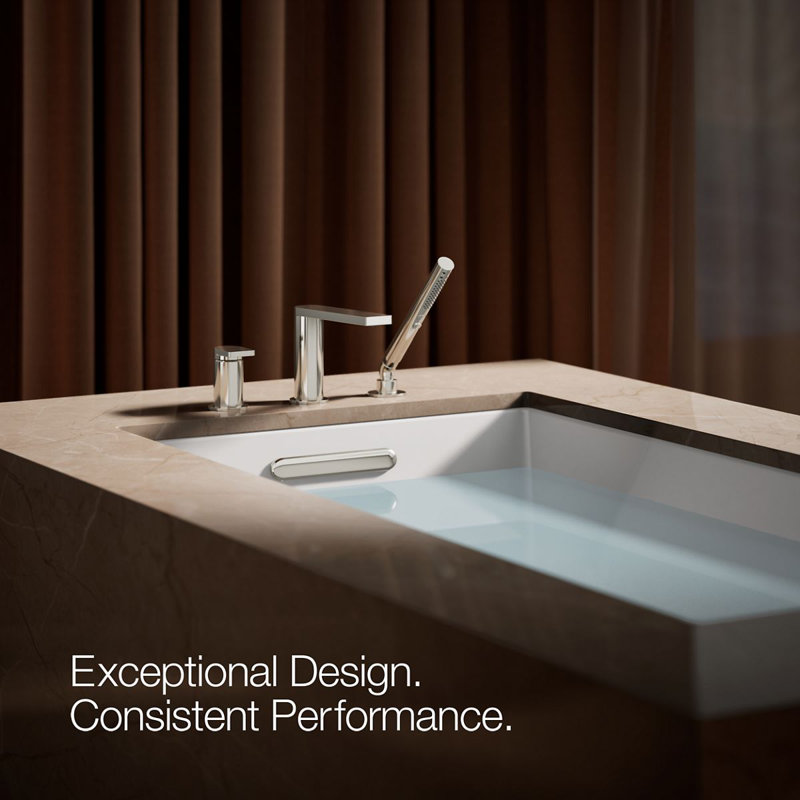 Composed Deck-Mount Bath Faucet With Handshower, Polished Nickel