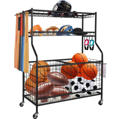 Ball Storage Garage Garage OrganizerSports Ball Storage CartGarage Storage Rack Black