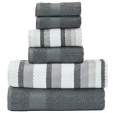 Ensemble de serviettes réversibles en fils de jacquard réversible 6 pièces Modern Threads Pax - Serviettes de bain, débarbouillettes et débarbouillettes - Super absorbant et à séchage rapide