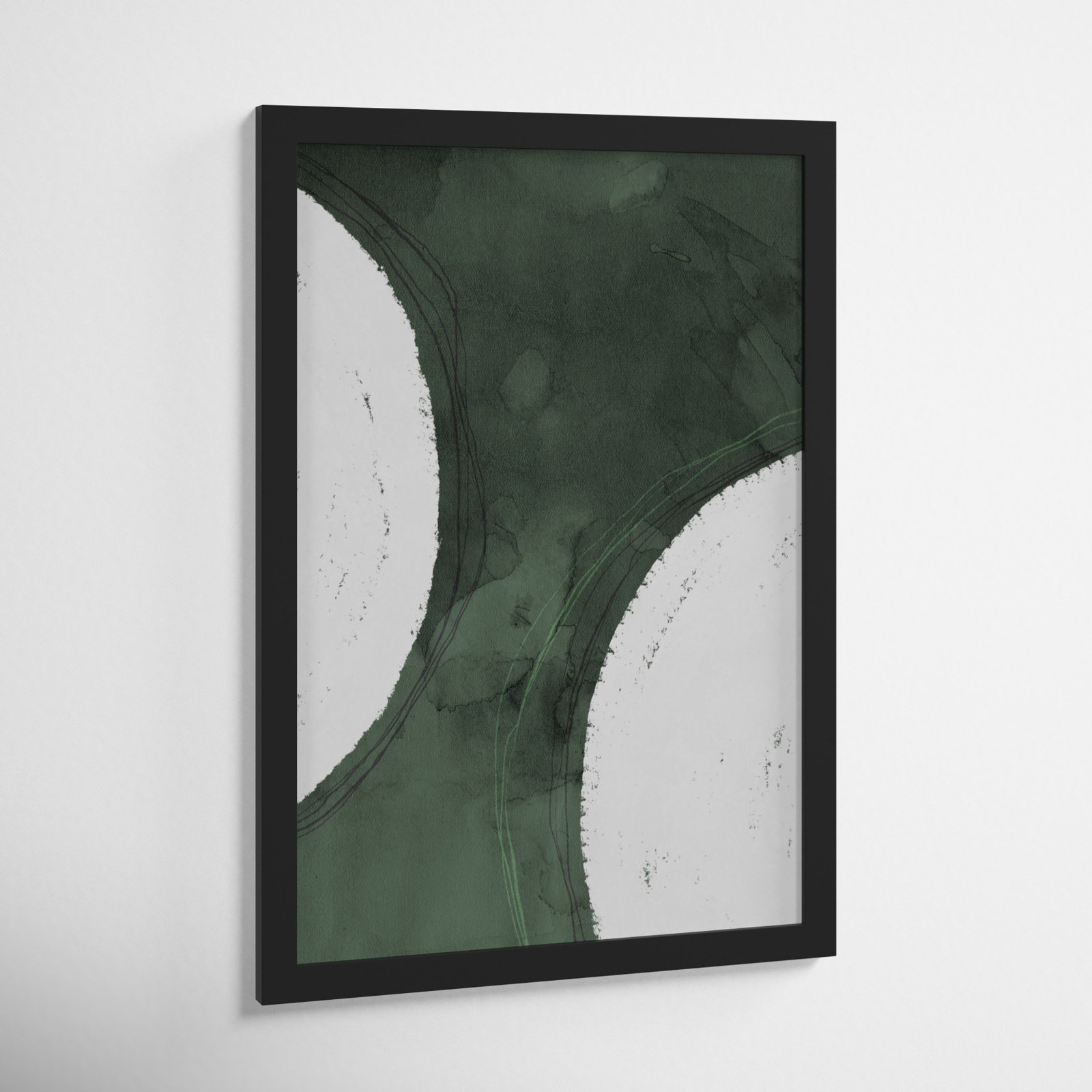 Green Moon Painting by Oliver Gal, 17" H x 12" W x 0.5" D, Black