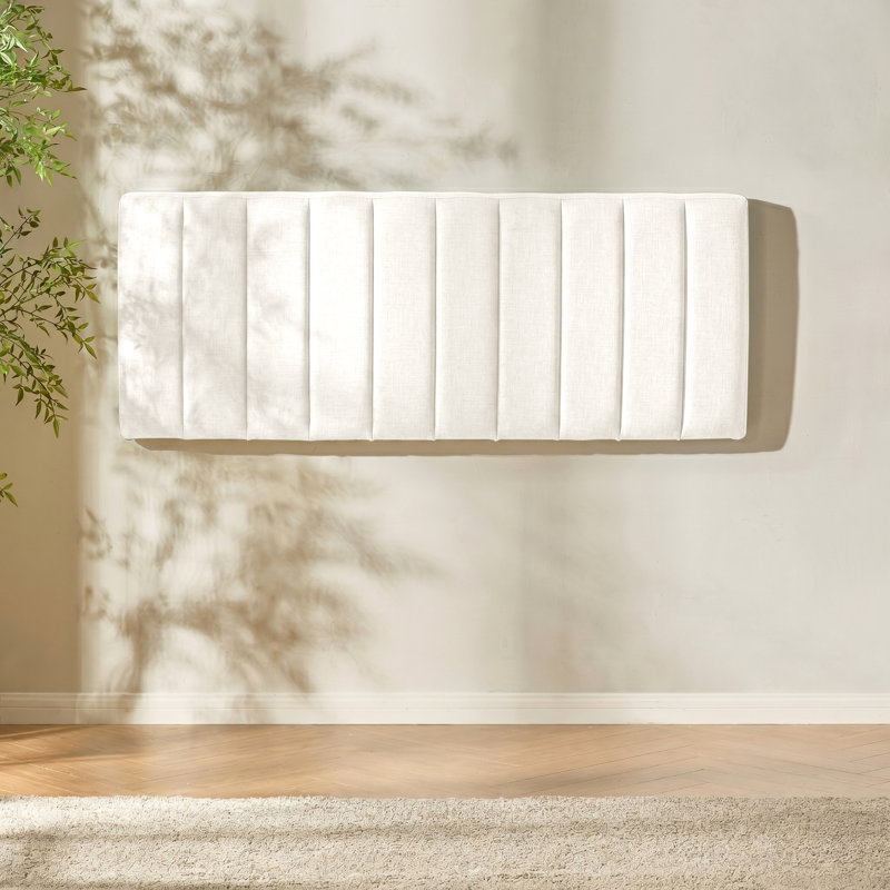 Chastelyne Upholstered Easy Assemble Wall Mounted Headboard, King, White