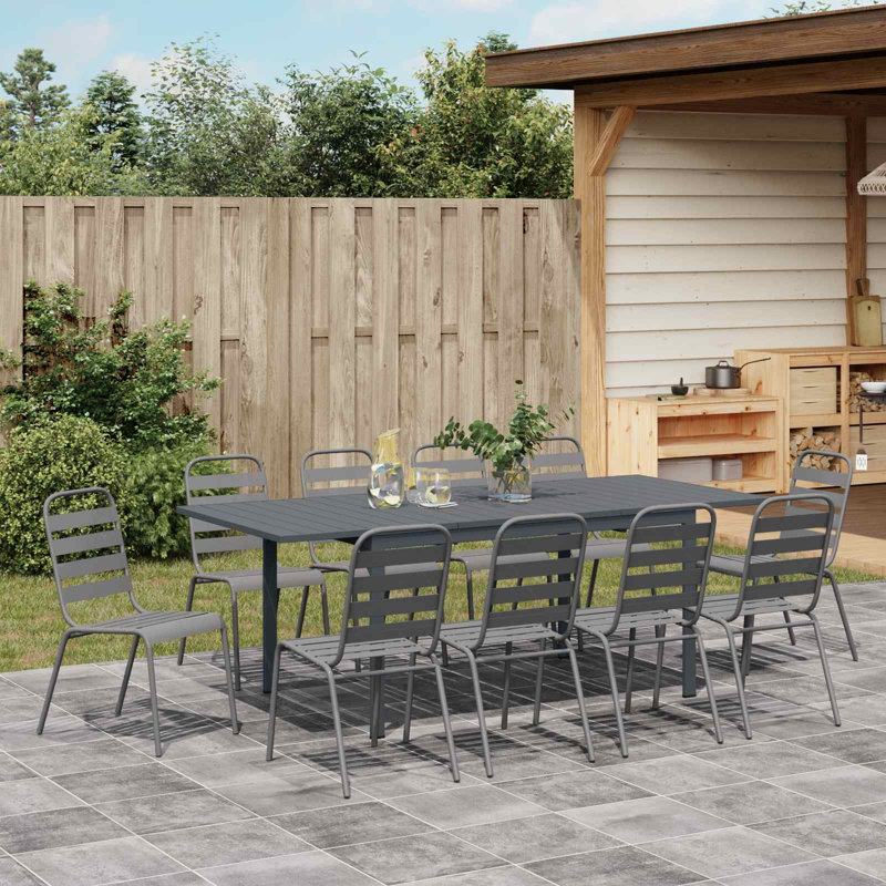 Patio Dining Set with, 74 cm H x 211.5 cm W x 90 cm D, 11, 10