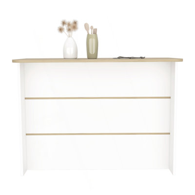 Kitchen Island With Two-Tier Storage Shelf And Ample Workstation
