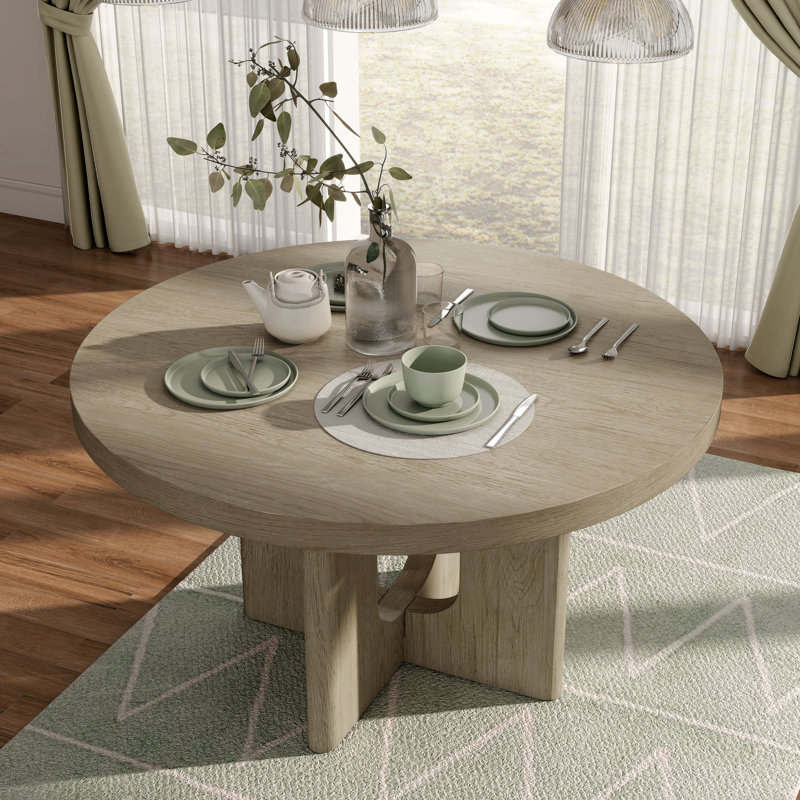 Table de salle à manger ronde Doloros, Bois de chêne