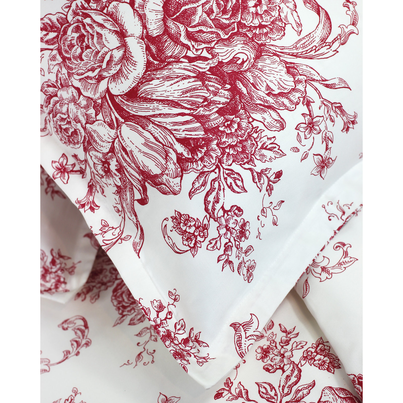 Benedictine Sateen Duvet Cover Set, Twin/Twin XL Duvet Cover + 1 Standard Sham, Red