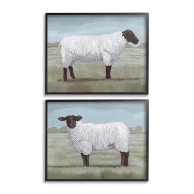 " Sheep Duo In Pasture Single Picture Frame " by Grace Popp 2 - Pieces on Canvas