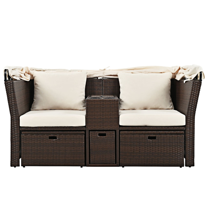 Ensemble de canapé causeuse d'extérieur avec coussins, Beige