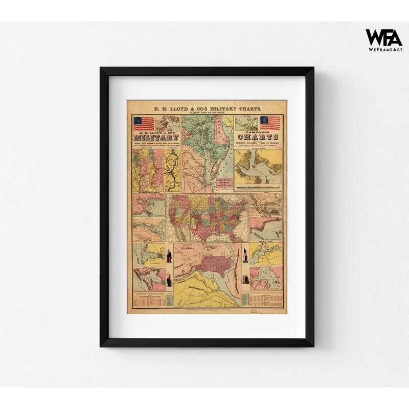 Campaign Military Charts Showing The Principal Strategic Places 1861, Military Wall Art, Veteran Gift Idea, Antique Battlefield Poster