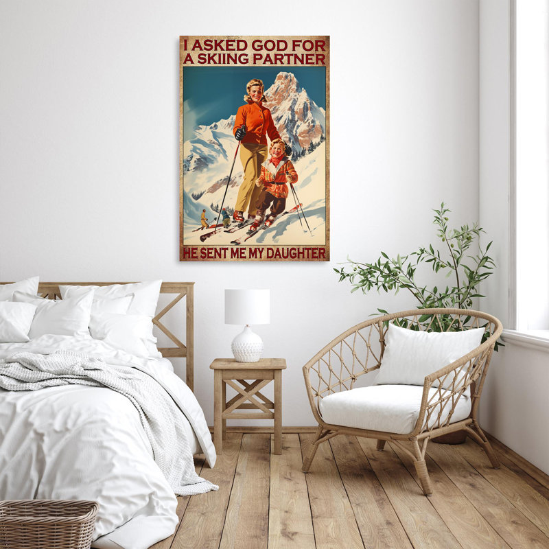 «I Asked God For Skiing» - 1 pièce rectangulaire «I Asked God For Skiing», H 36 po x l 24 po x P 1,25 po
