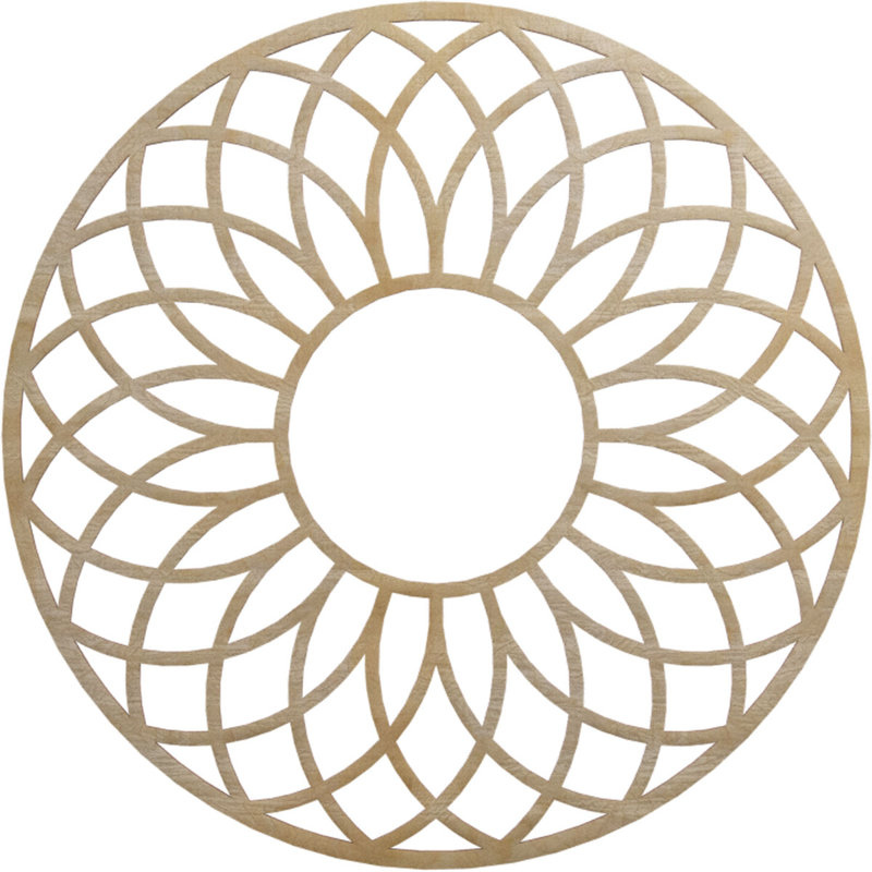 Médaillon de plafond en bois ajouré Cannes, Noyer blanc, H 32 po x l 32 po x P 0,25 po