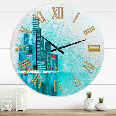 Cityscape By The River I - Horloge murale moderne