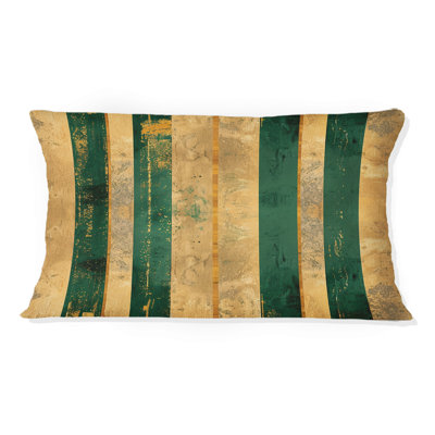 Coussin lombaire à rayures dorées et vertes II