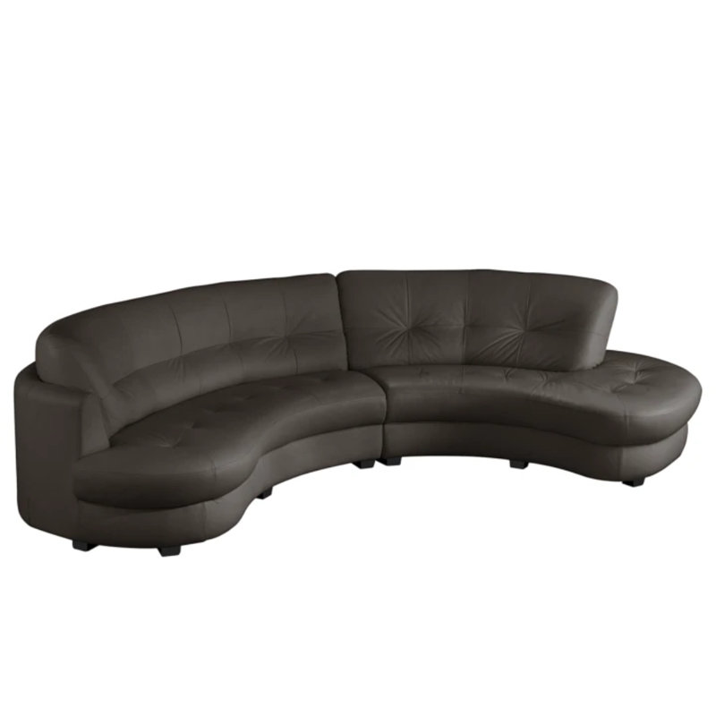 Maura Genuine Leather Curved Corner Sofa , Right Hand Facing, Brown