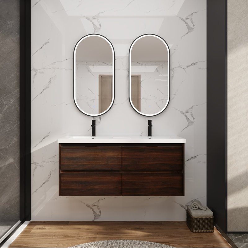 48" Bathroom Vanity with Dual Resin Sinks