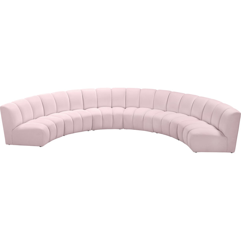 Canapé modulaire en velours Infinity, 6 pièces, Velours rose