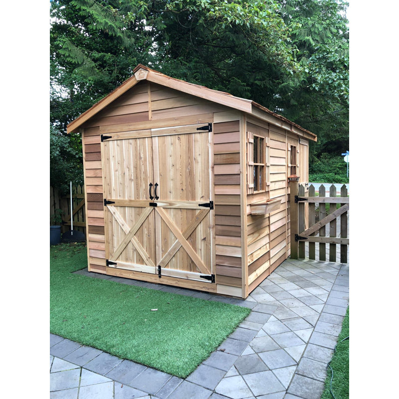 Boathouse 12 ft. W x 10 ft. D Western Red CedarWood Traditional Storage Shed, 105" H x 144" W x 108" D