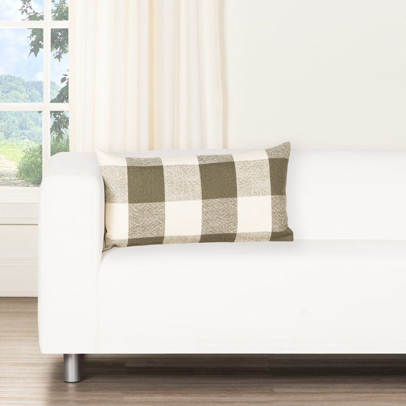 Coussin Birch Lane Cleveland, Vert à carreaux, Polyester