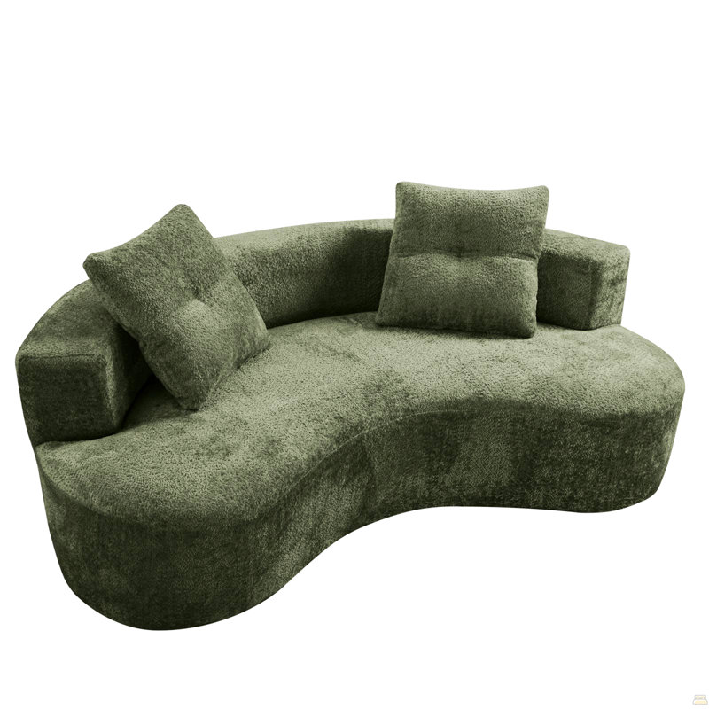 Canapé 79,5 po à 3 places, canapé désossé avec 2 coussins et canapé rembourré, Green