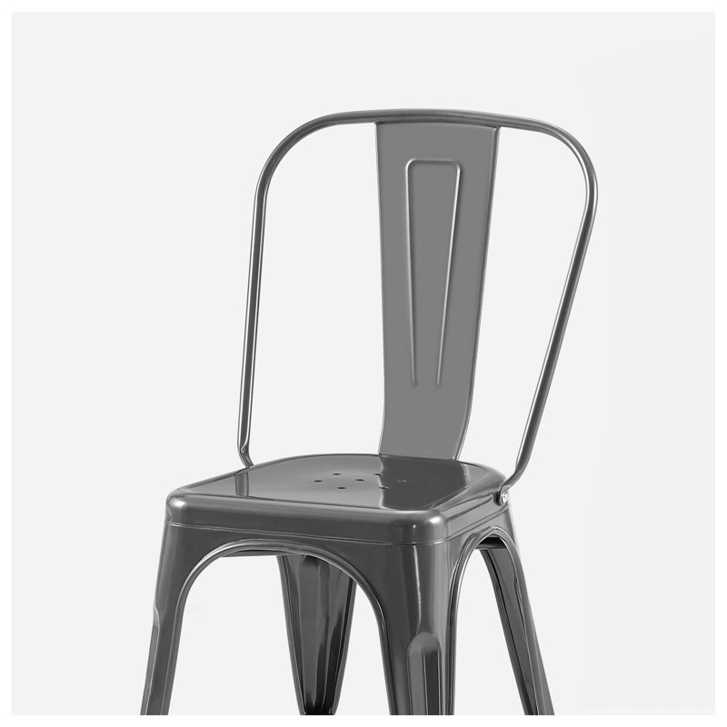 Ensemble de 4 chaises de salle à manger en métal gris antique