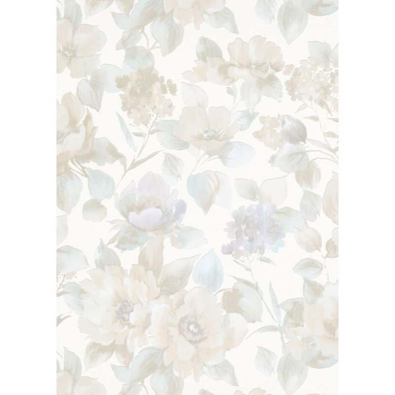 Floral Roll, Cream/Blue/Purple