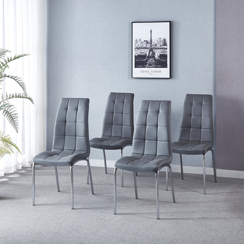 Chaise rembourrée Nasim, Gris, Argent argent