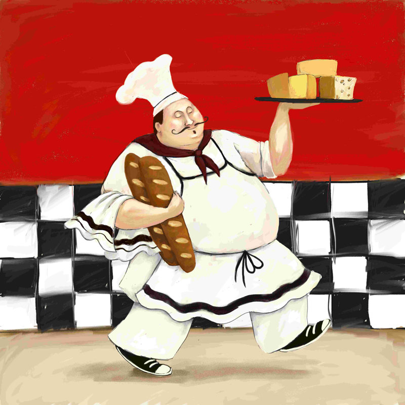 Happy Chef 2 - Wrapped Canvas Print, 12" H x 12" W  