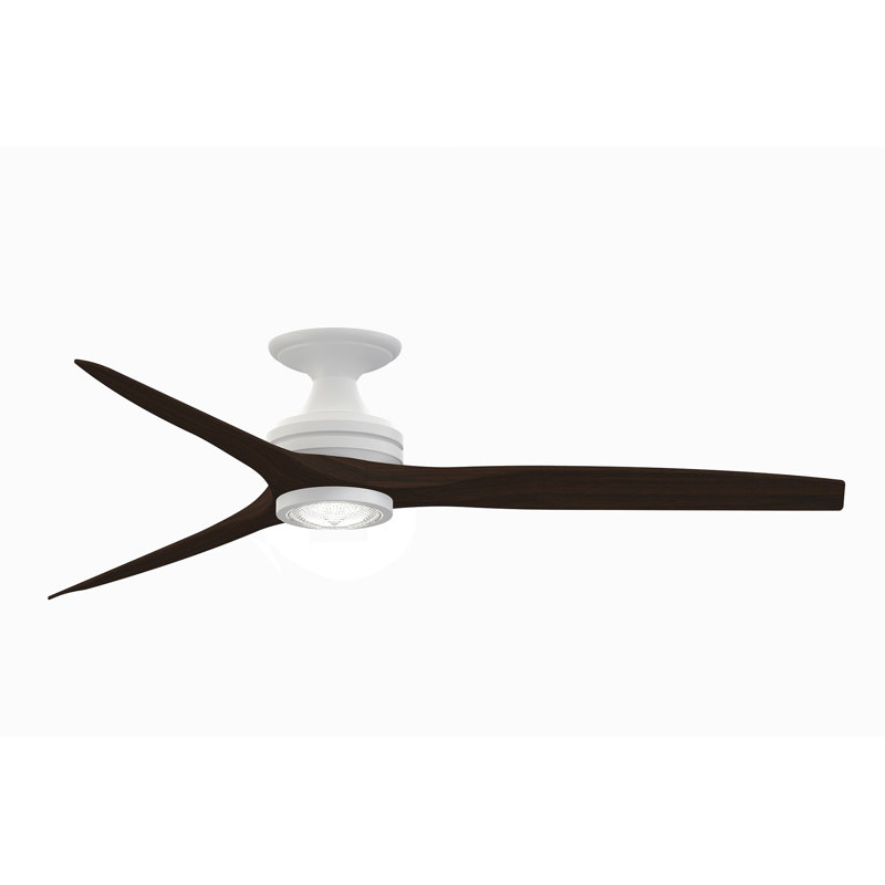 Spitfire 60 inch Flush Indoor/Outdoor Ceiling Fan with LED Light Kit - Matte White with Dark Walnut blades, Matte White