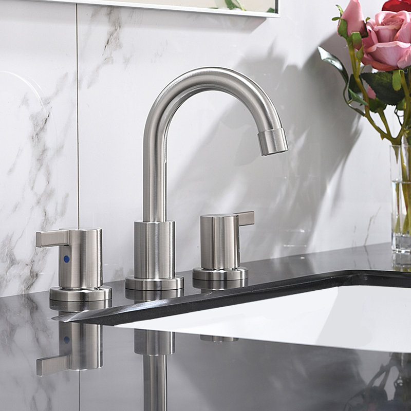 2-handle Bathroom Faucet with Drain Assembly, Brushed Nickel