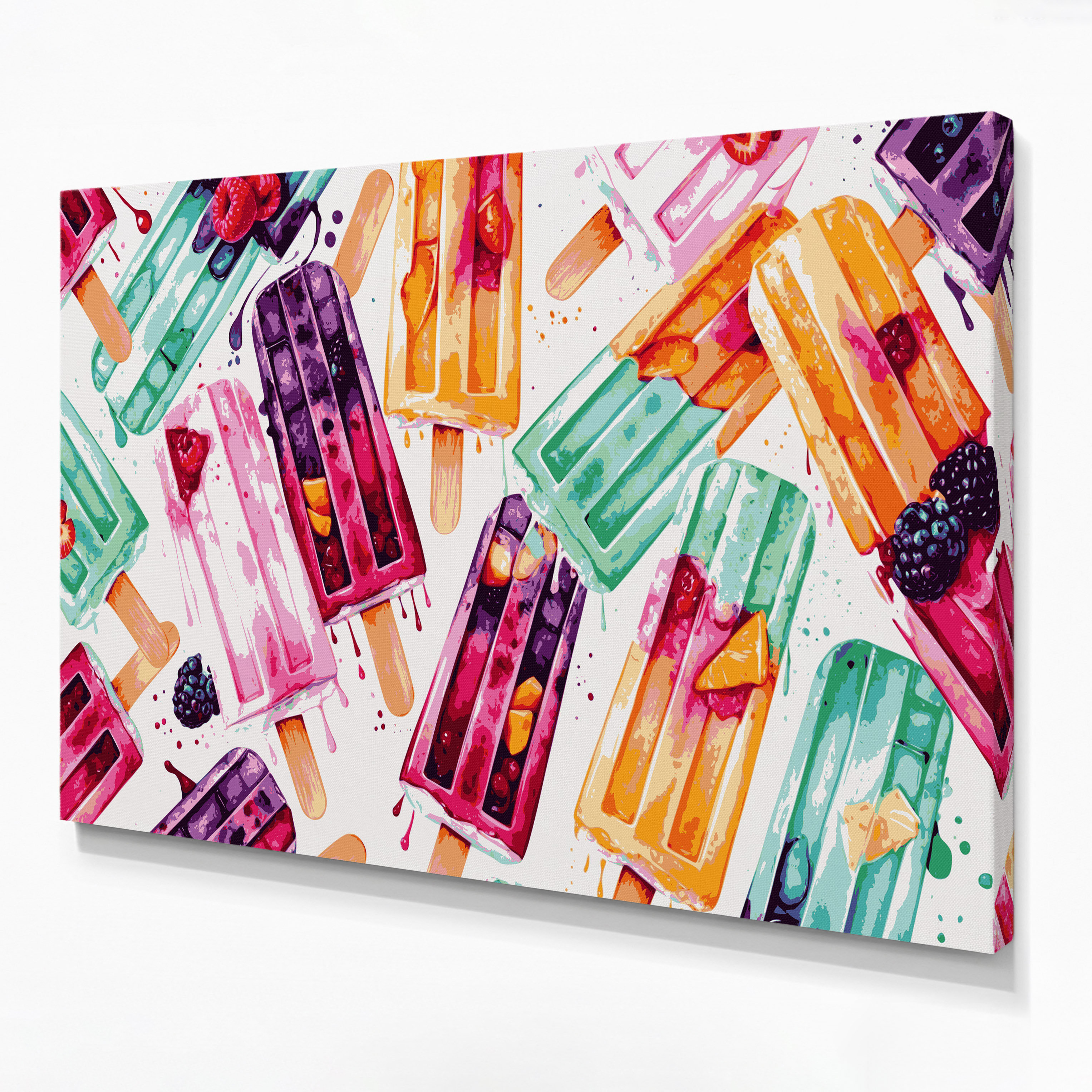 Brayden Studio® Desserts Fruit pops White Canvas Wall Art | Wayfair