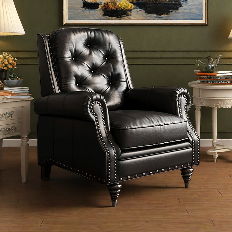 Fauteuil inclinable réglable en similicuir pour balcon, Noir